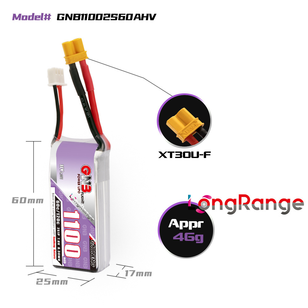 GNB 1100mAh 2S 3S 4S 6S 60C/12 - Lipo Battery 4S avis et prix
